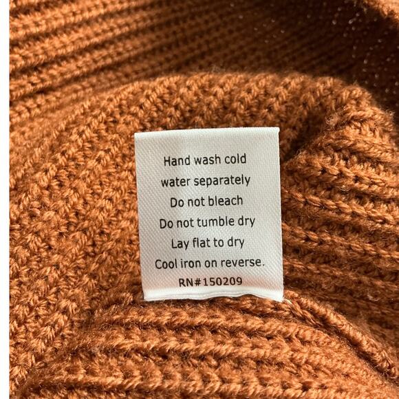 La Ligne Cable Bastien Sweater Rust Brown Merino Wool Half Zip Size XL Soft - Picture 14 of 14